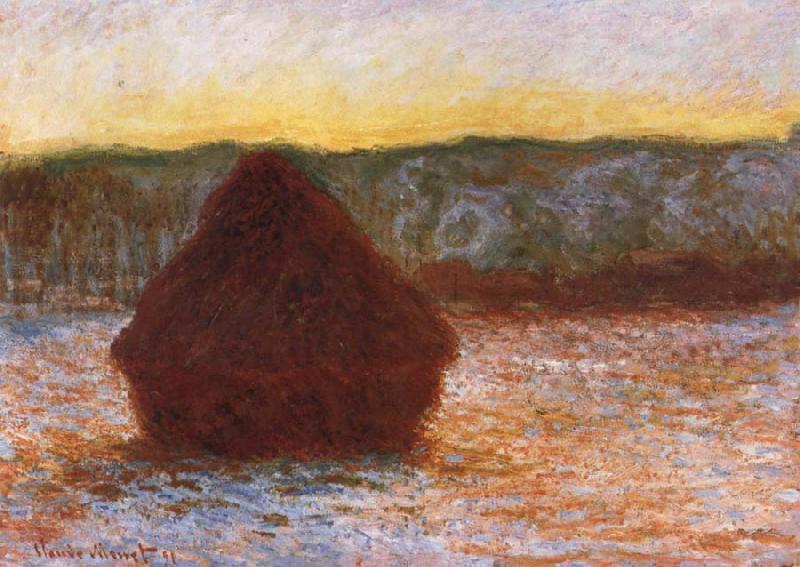 Claude Monet Grainstack,Thaw,Sunset Germany oil painting art